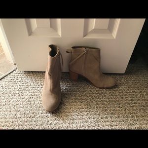 TOMS tan suede booties NWOT